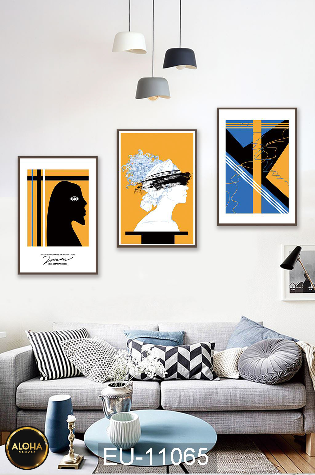 Tranh chân dung bộ 3 trang trí cao cấp