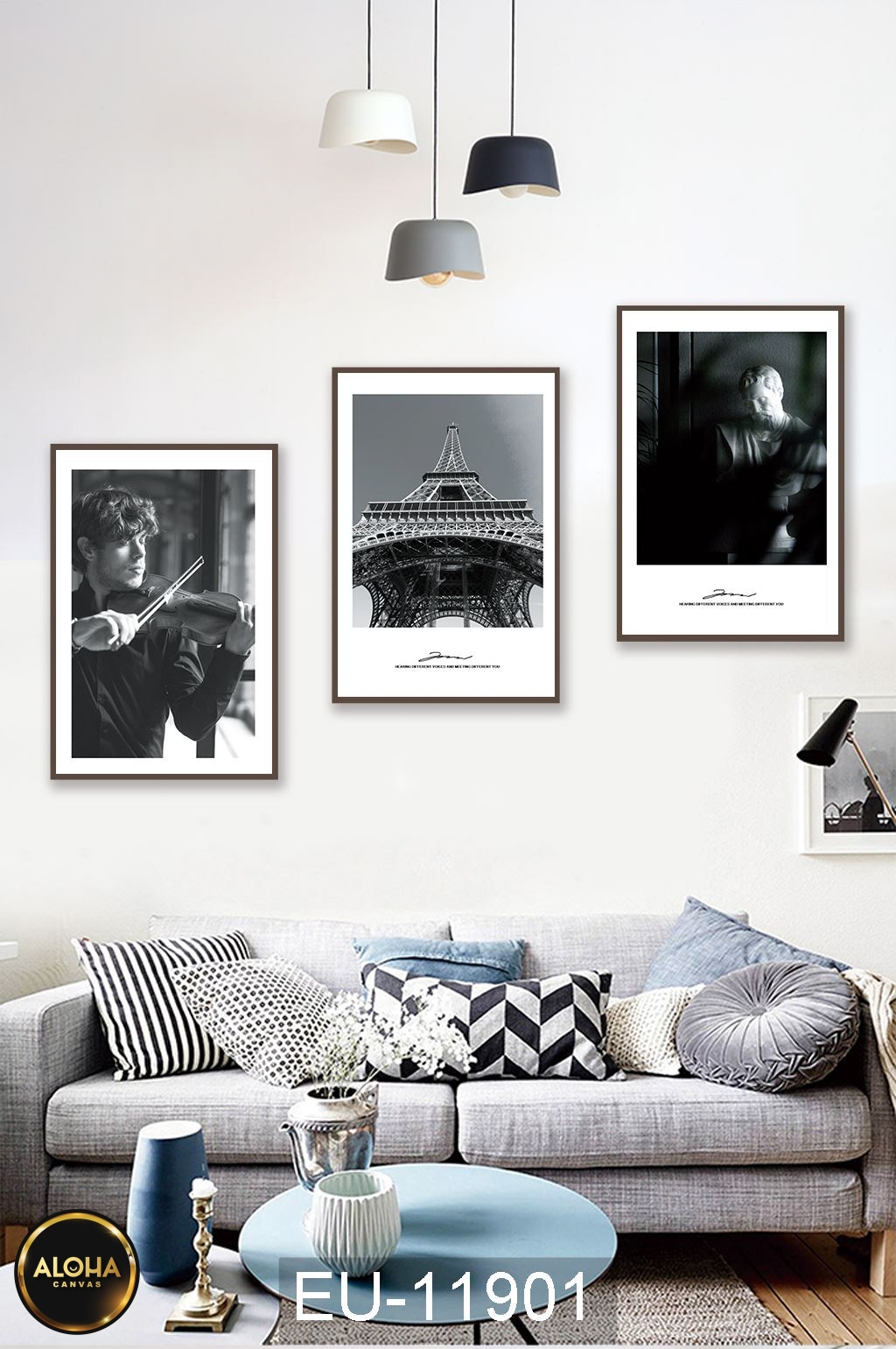 Tranh chân dung bộ 3 trang trí cao cấp