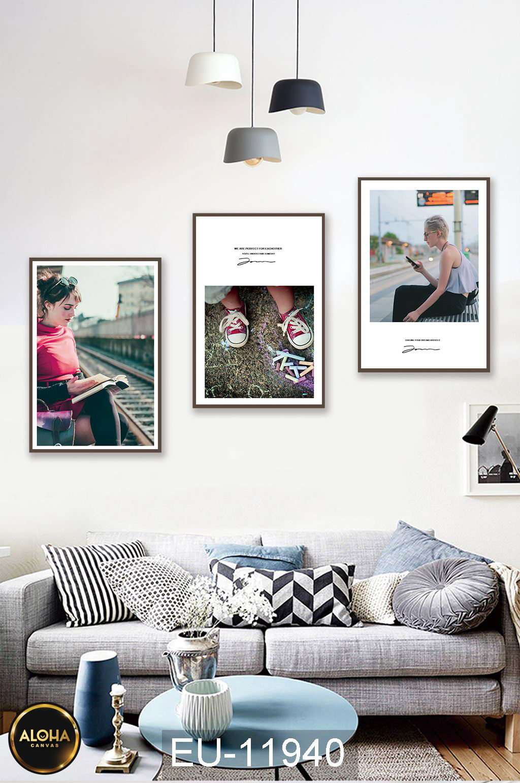 Tranh chân dung bộ 3 trang trí cao cấp