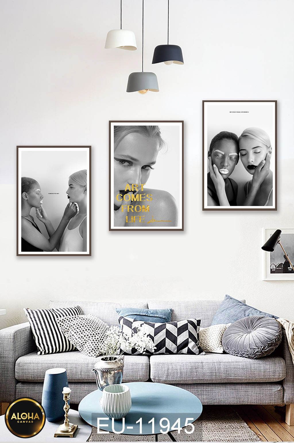 Tranh chân dung bộ 3 trang trí cao cấp