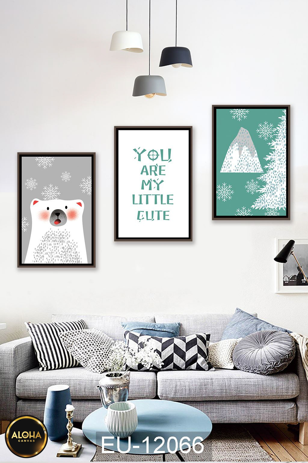 Tranh hoạt hình bộ 3 trang trí cao cấp