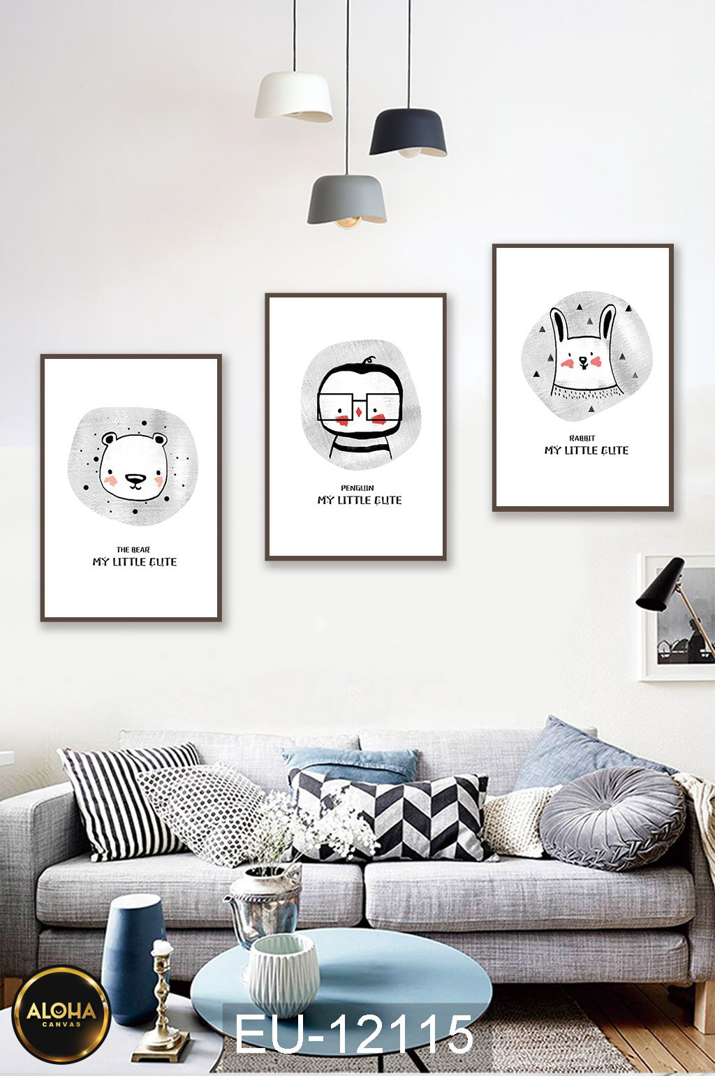 Tranh hoạt hình bộ 3 trang trí cao cấp