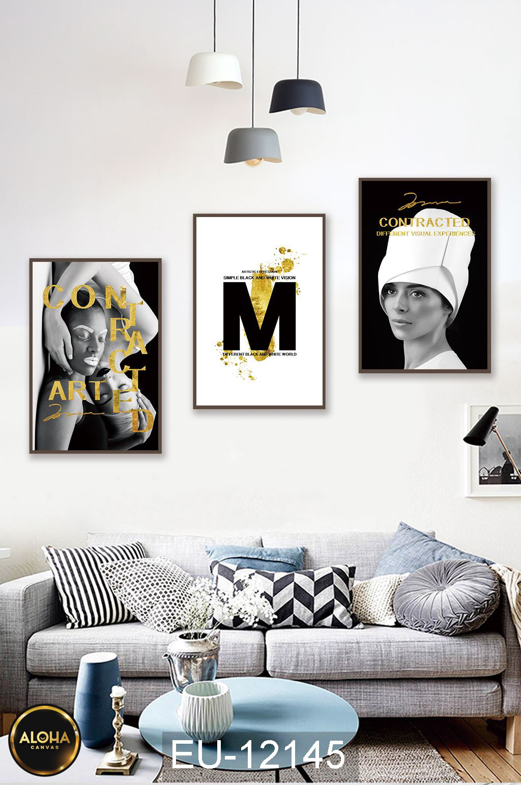 Tranh chân dung bộ 3 trang trí cao cấp