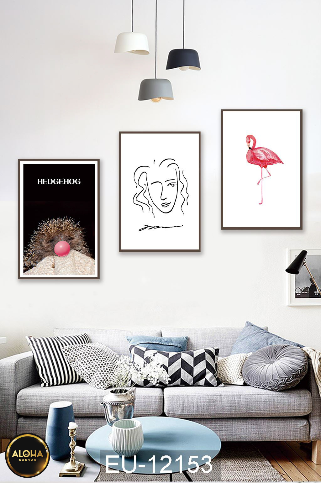 Tranh chân dung bộ 3 trang trí cao cấp