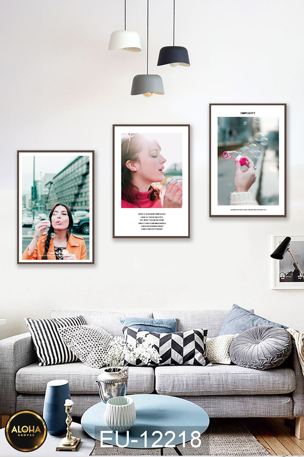 Tranh chân dung bộ 3 trang trí cao cấp