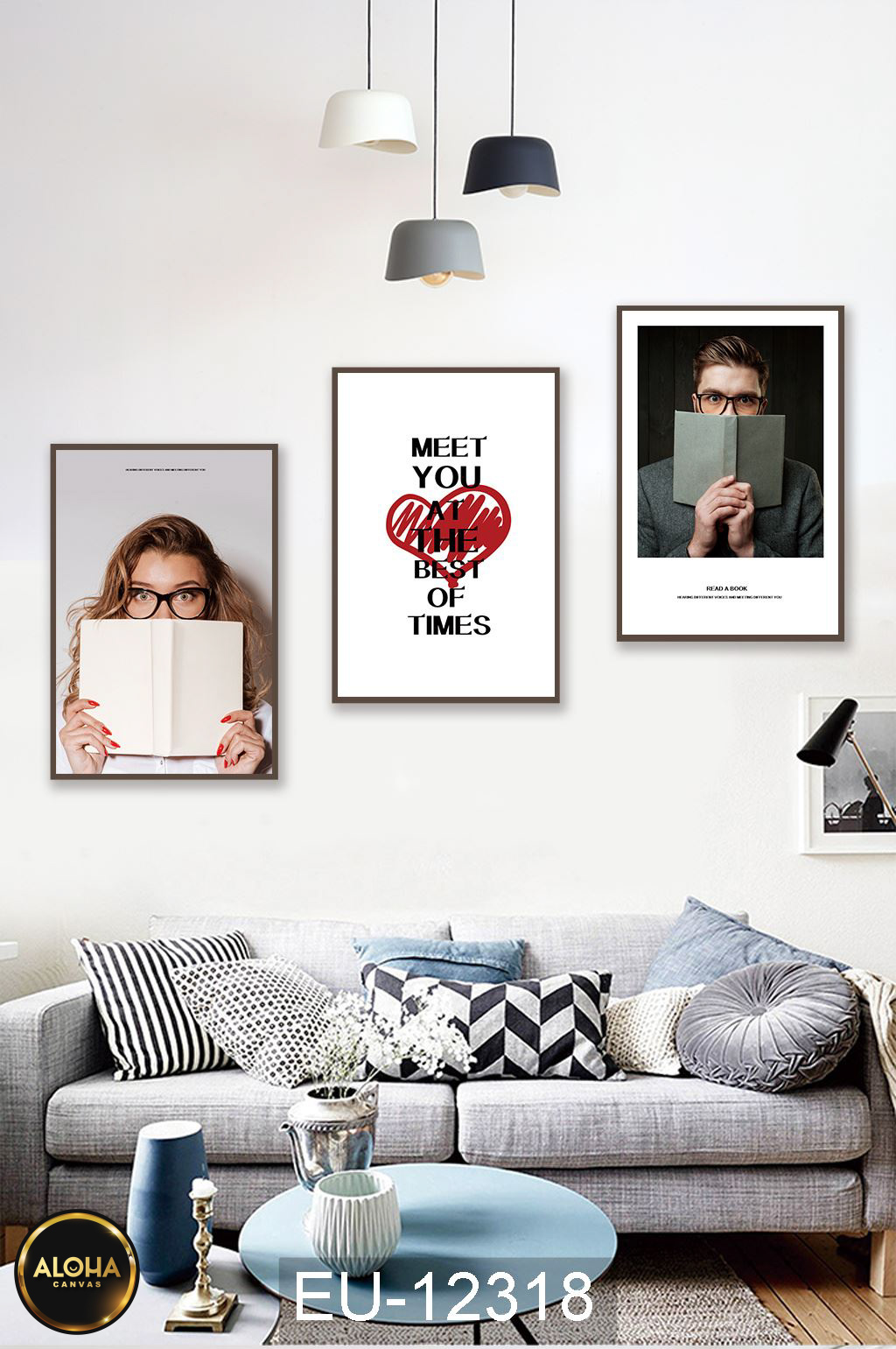 Tranh chân dung bộ 3 trang trí cao cấp