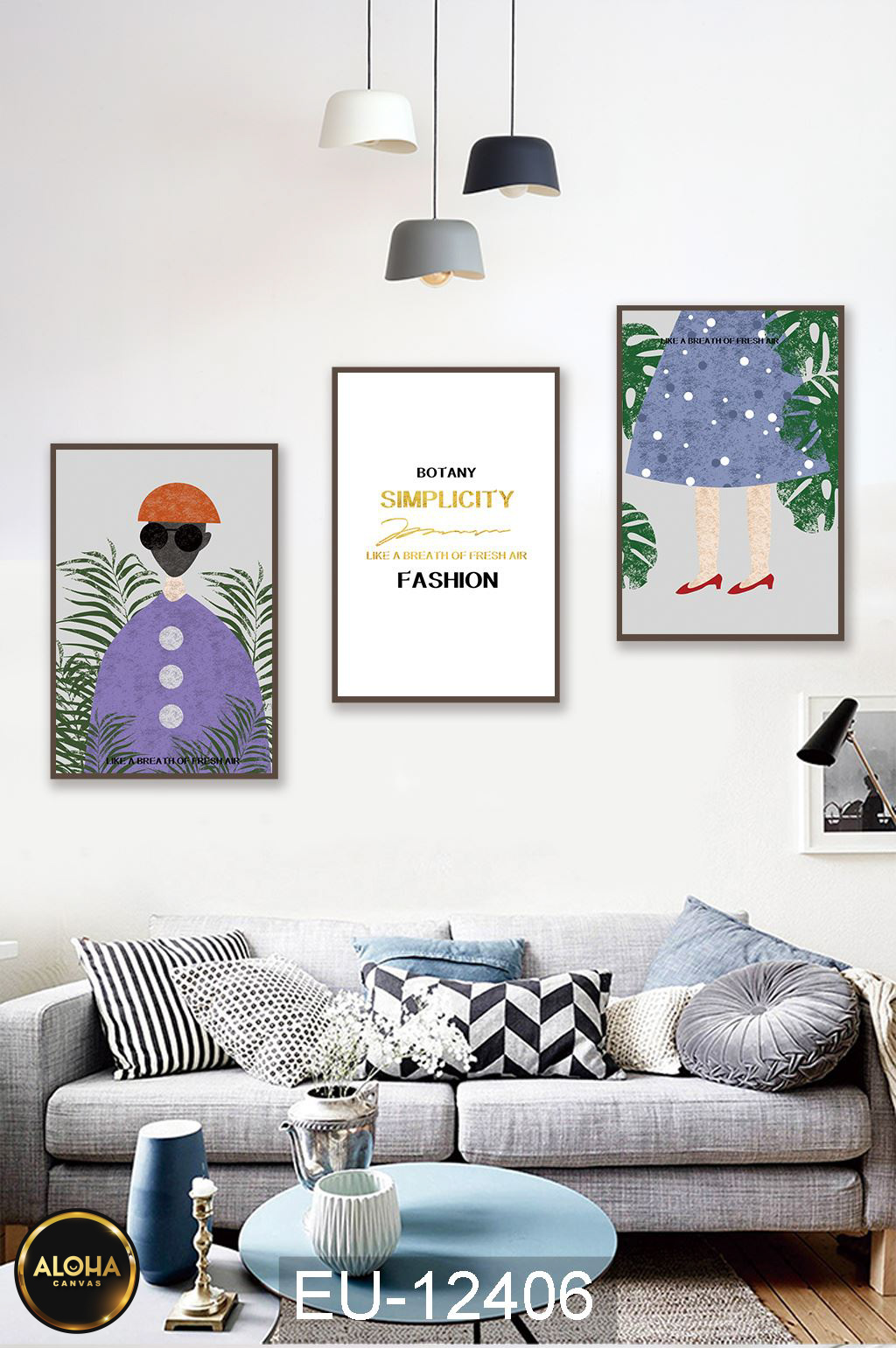 Tranh hoạt hình bộ 3 trang trí cao cấp