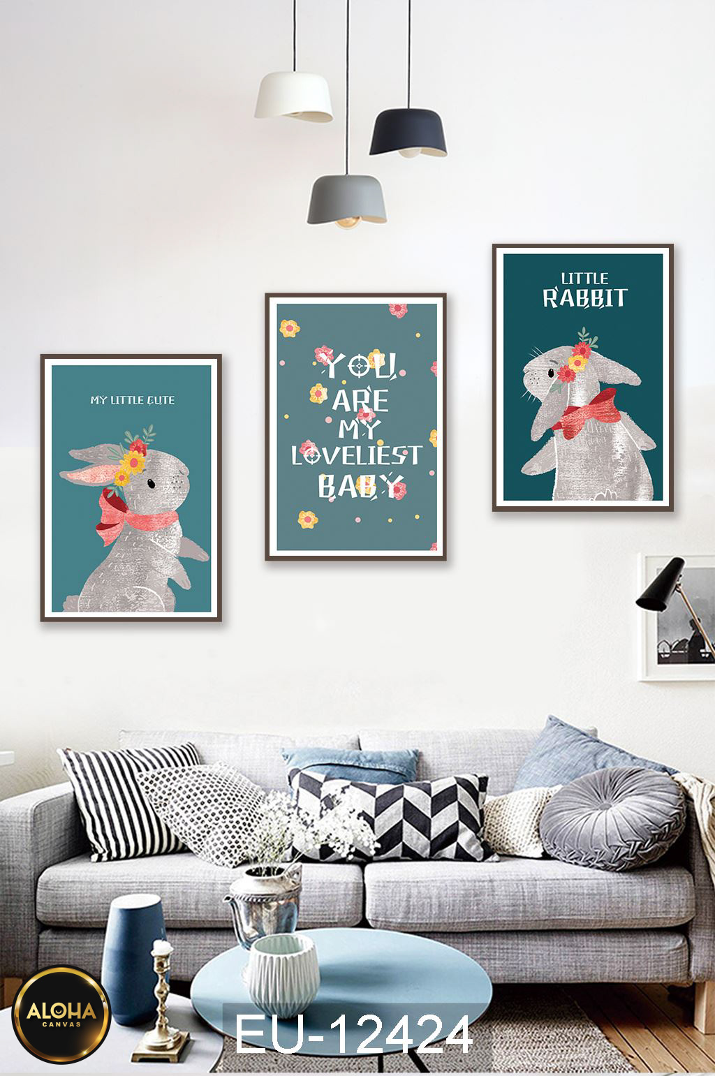 Tranh hoạt hình bộ 3 trang trí cao cấp