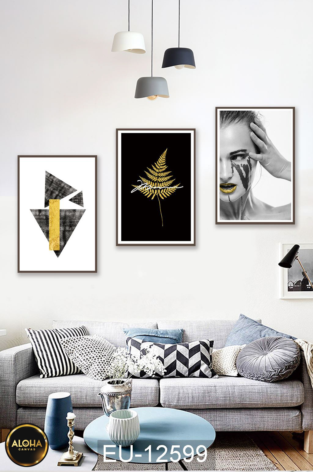 Tranh chân dung bộ 3 trang trí cao cấp