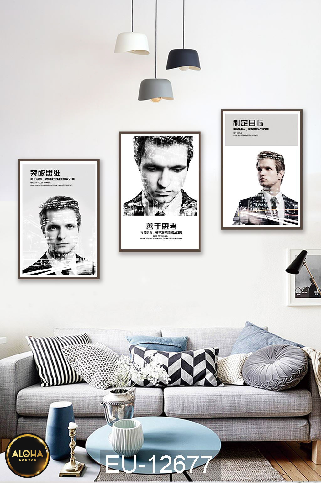 Tranh chân dung bộ 3 trang trí cao cấp