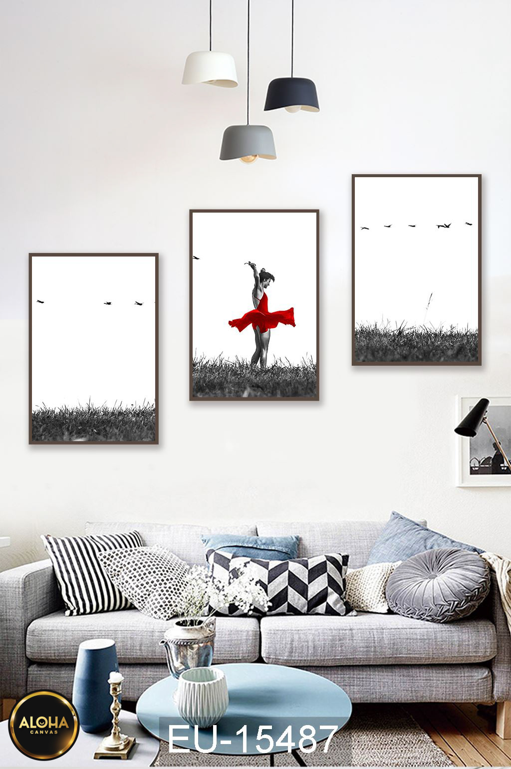 Tranh chân dung bộ 3 trang trí cao cấp