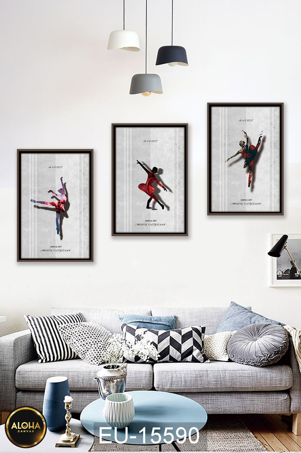 Tranh chân dung bộ 3 trang trí cao cấp