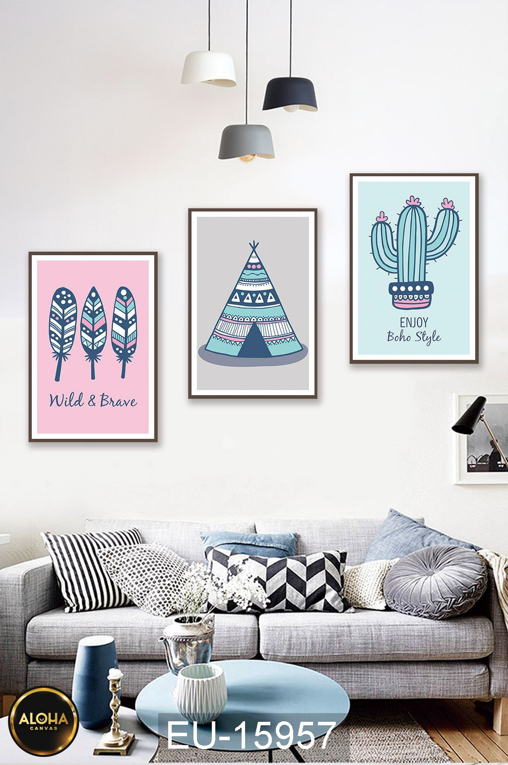 Tranh hoạt hình bộ 3 trang trí cao cấp