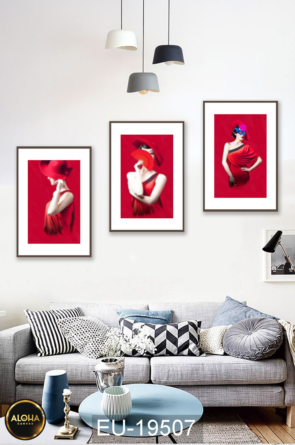 Tranh chân dung bộ 3 trang trí cao cấp