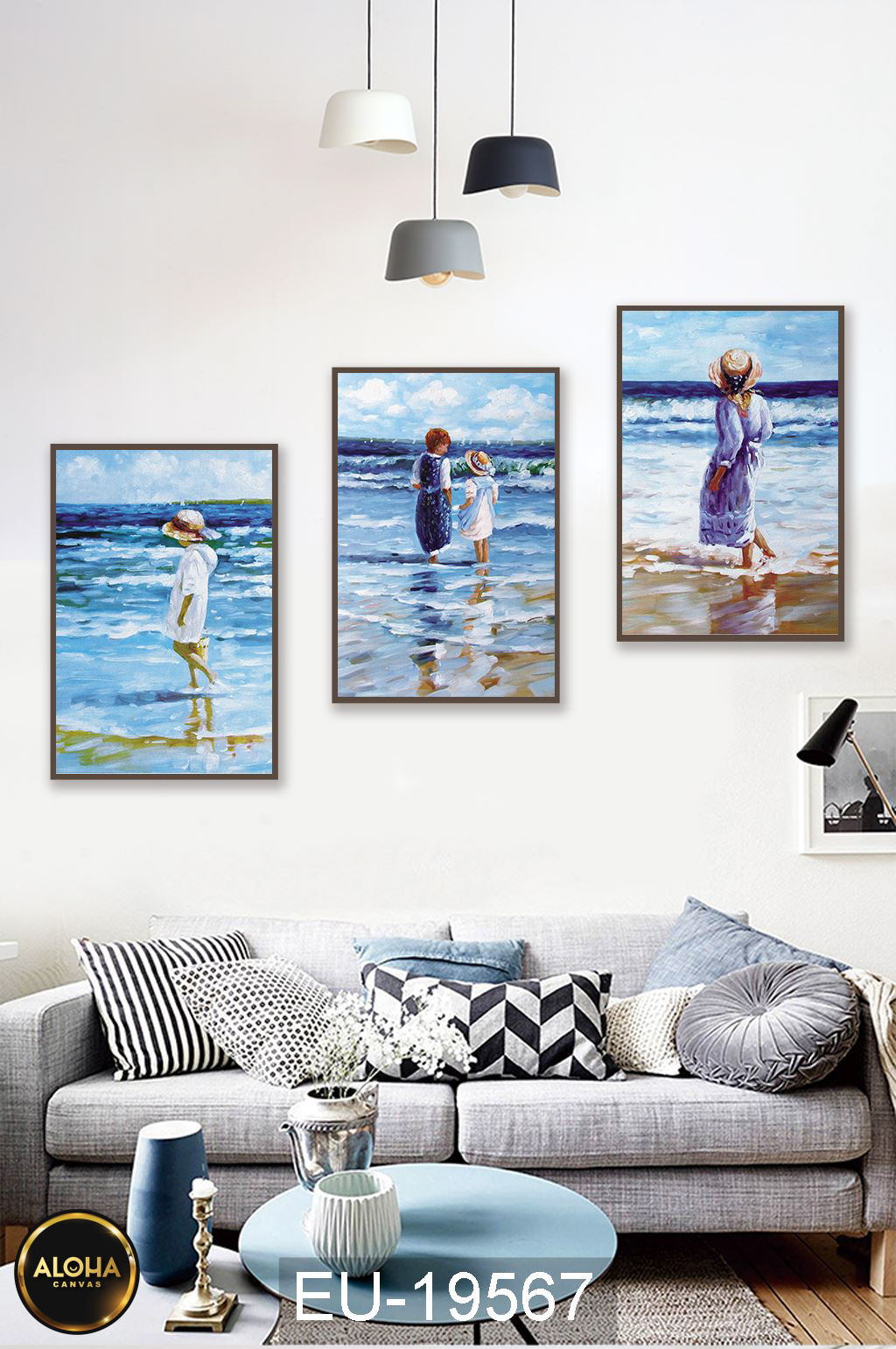 Tranh chân dung bộ 3 trang trí cao cấp