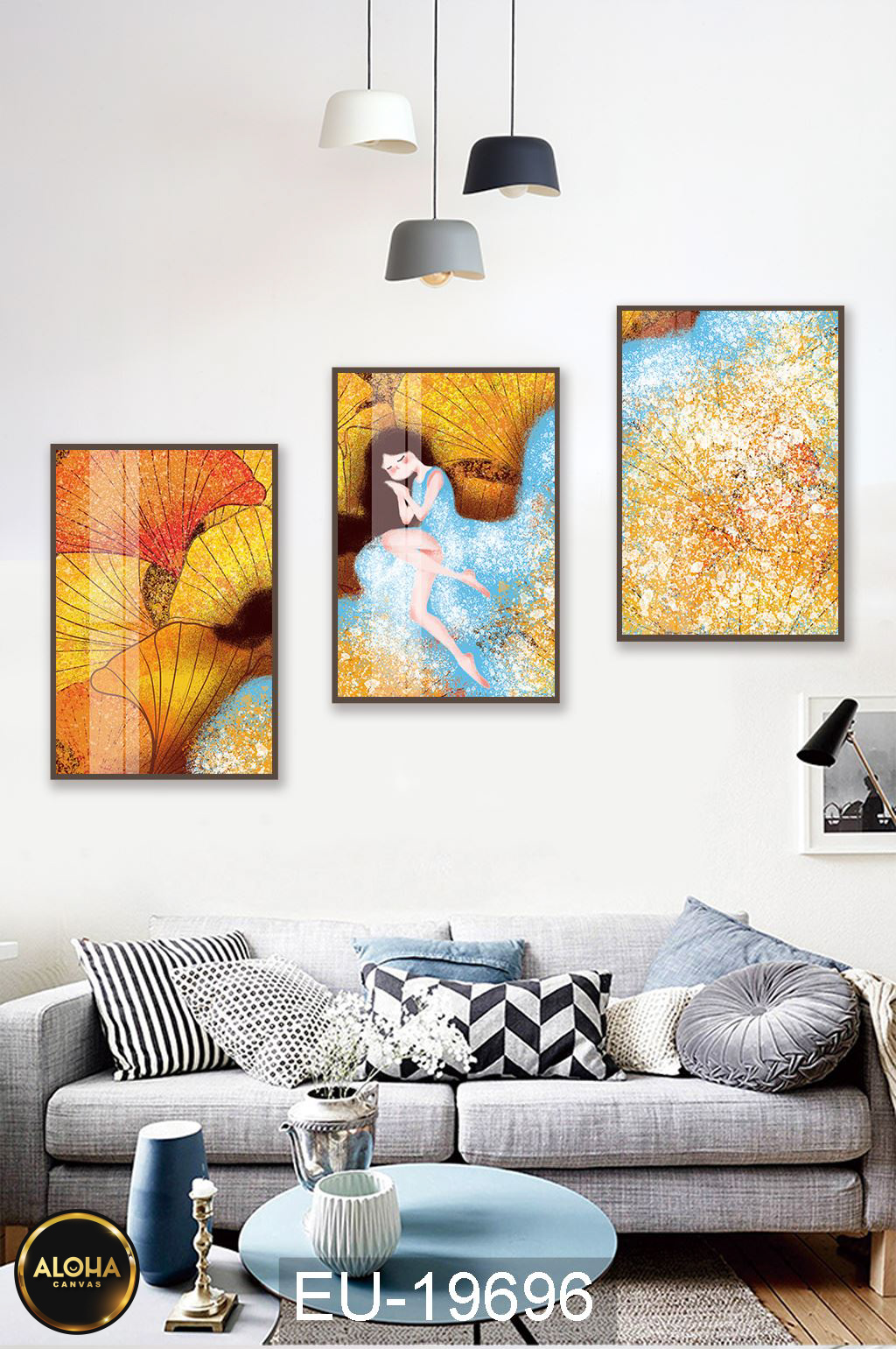 Tranh chân dung bộ 3 trang trí cao cấp