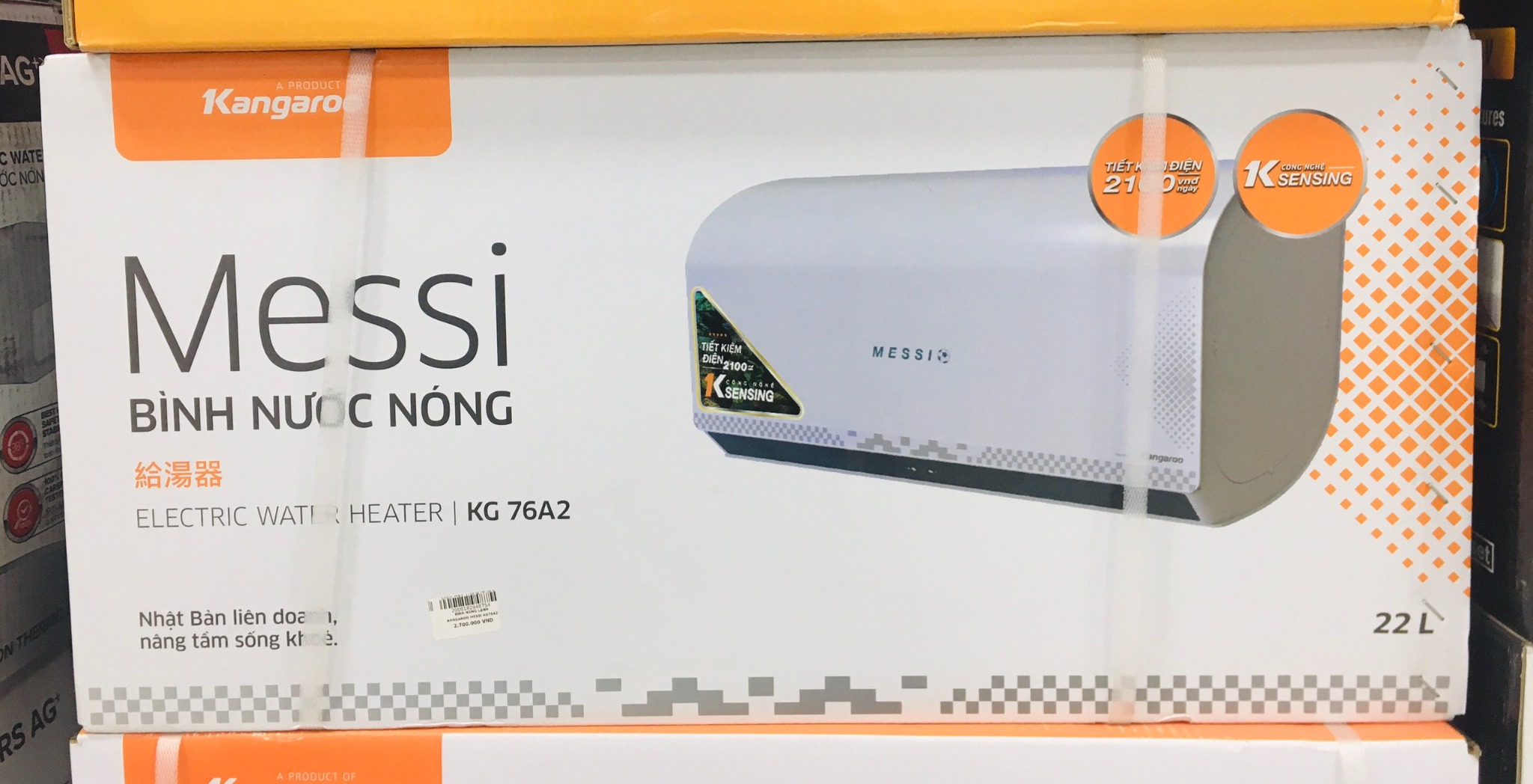 Bình nóng lạnh 22L Kangaroo Messi KG76A2