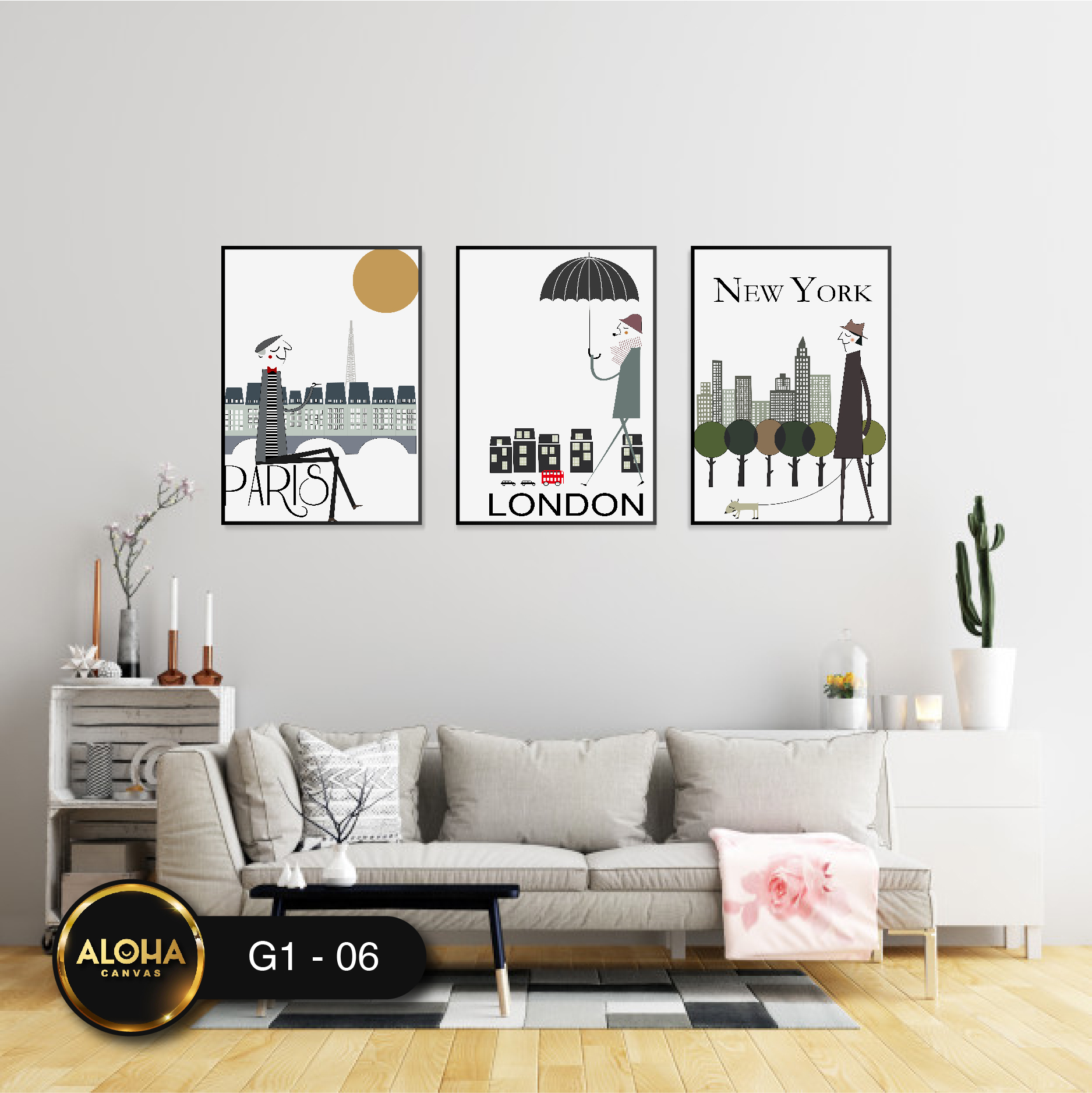 Tranh chân dung bộ 3 trang trí cao cấp