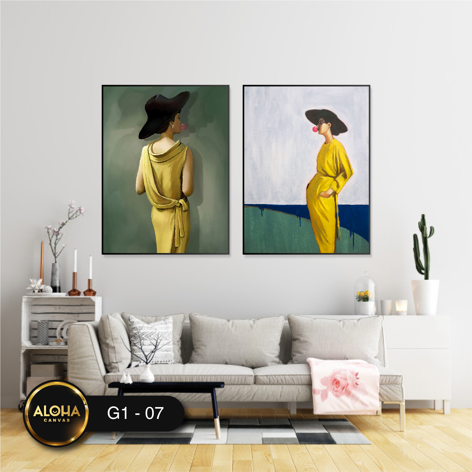 Tranh chân dung bộ 3 trang trí cao cấp