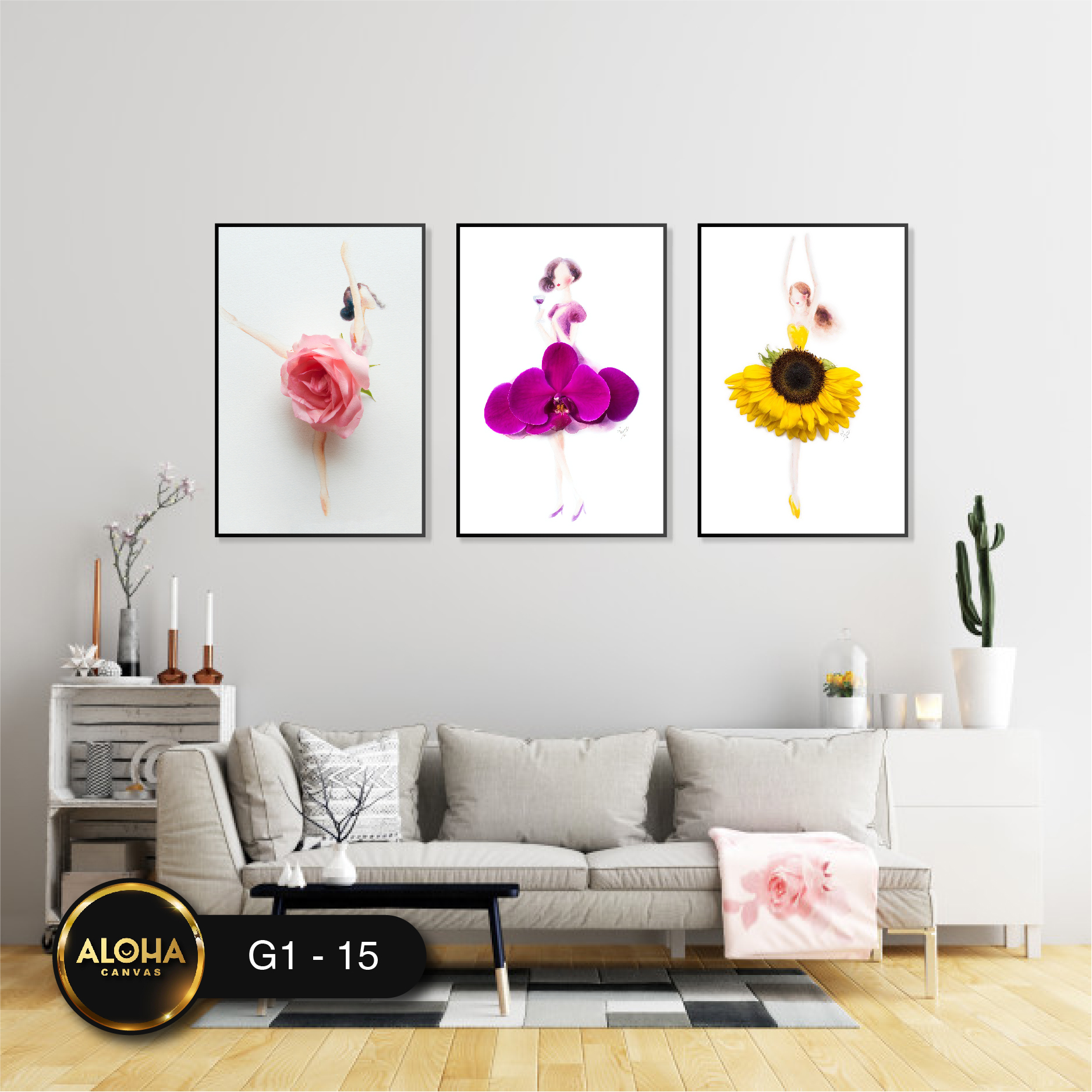 Tranh chân dung bộ 3 trang trí cao cấp