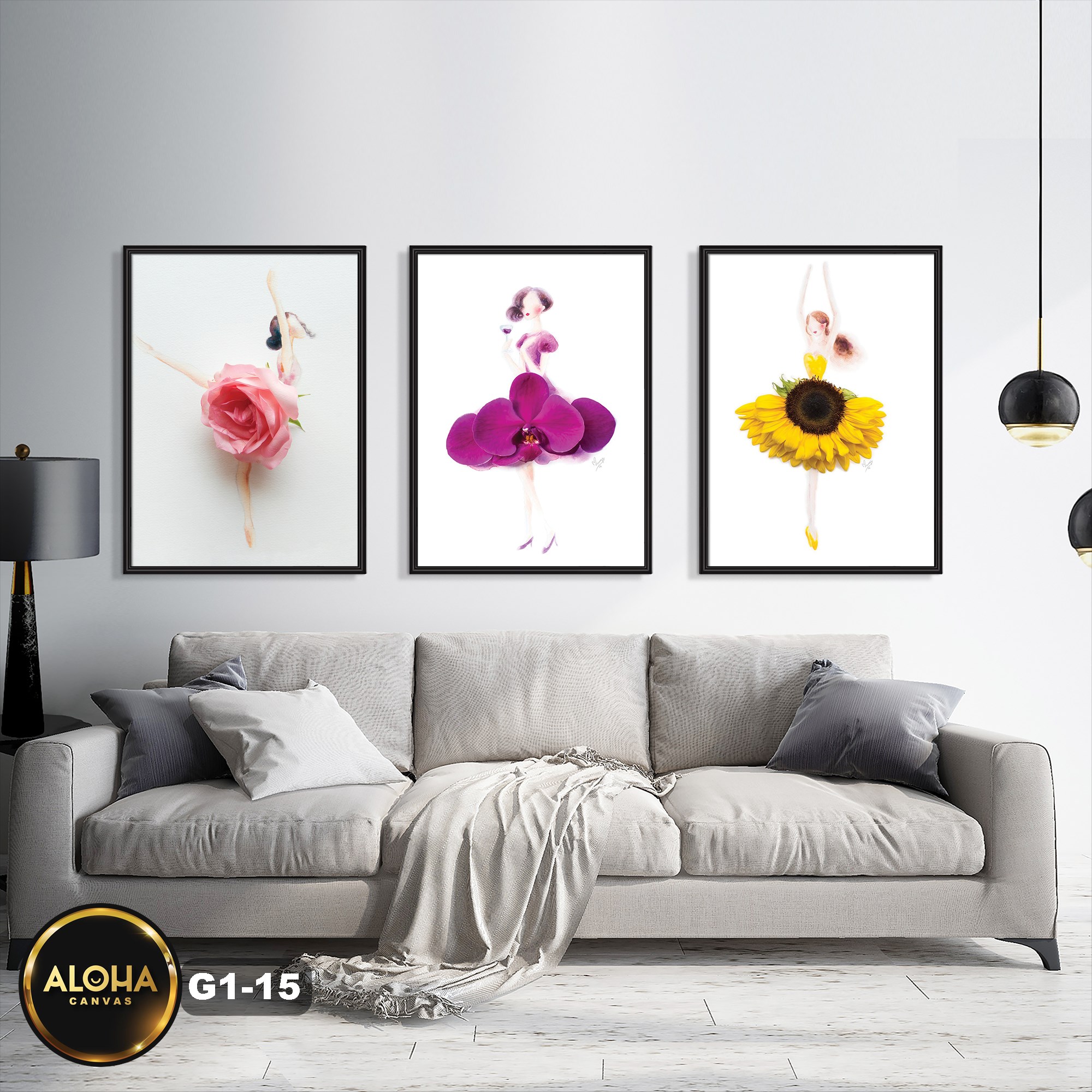 Tranh chân dung bộ 3 trang trí cao cấp