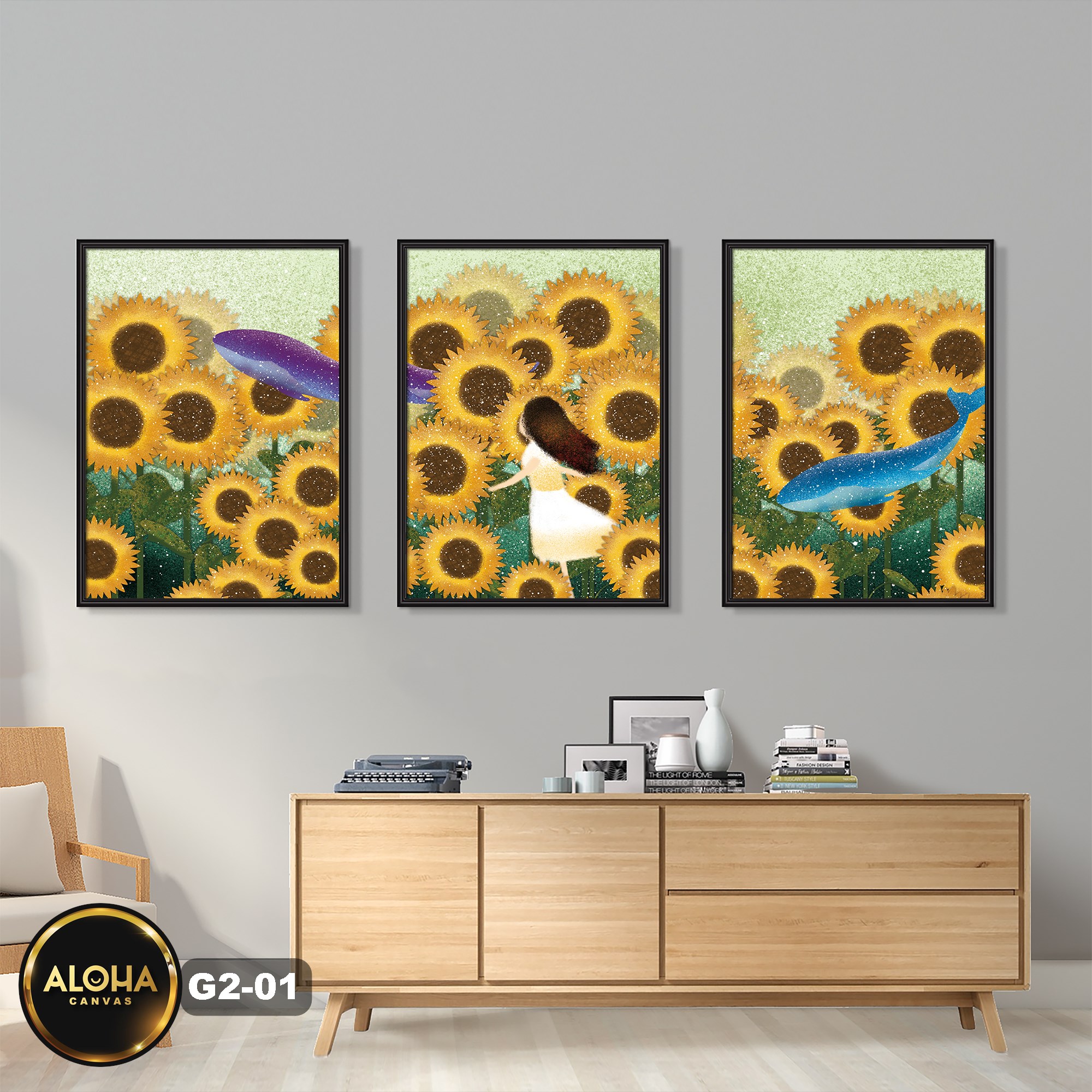 Tranh chân dung bộ 3 trang trí cao cấp