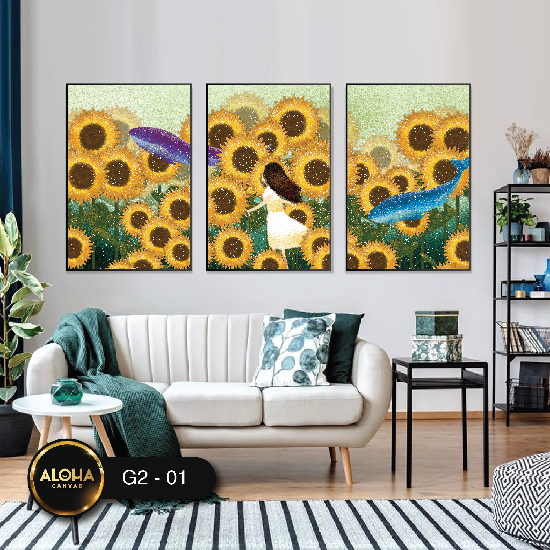 Tranh chân dung bộ 3 trang trí cao cấp