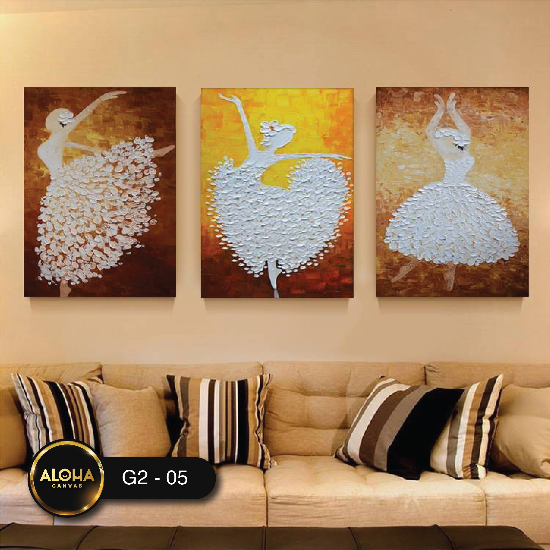 Tranh chân dung bộ 3 trang trí cao cấp