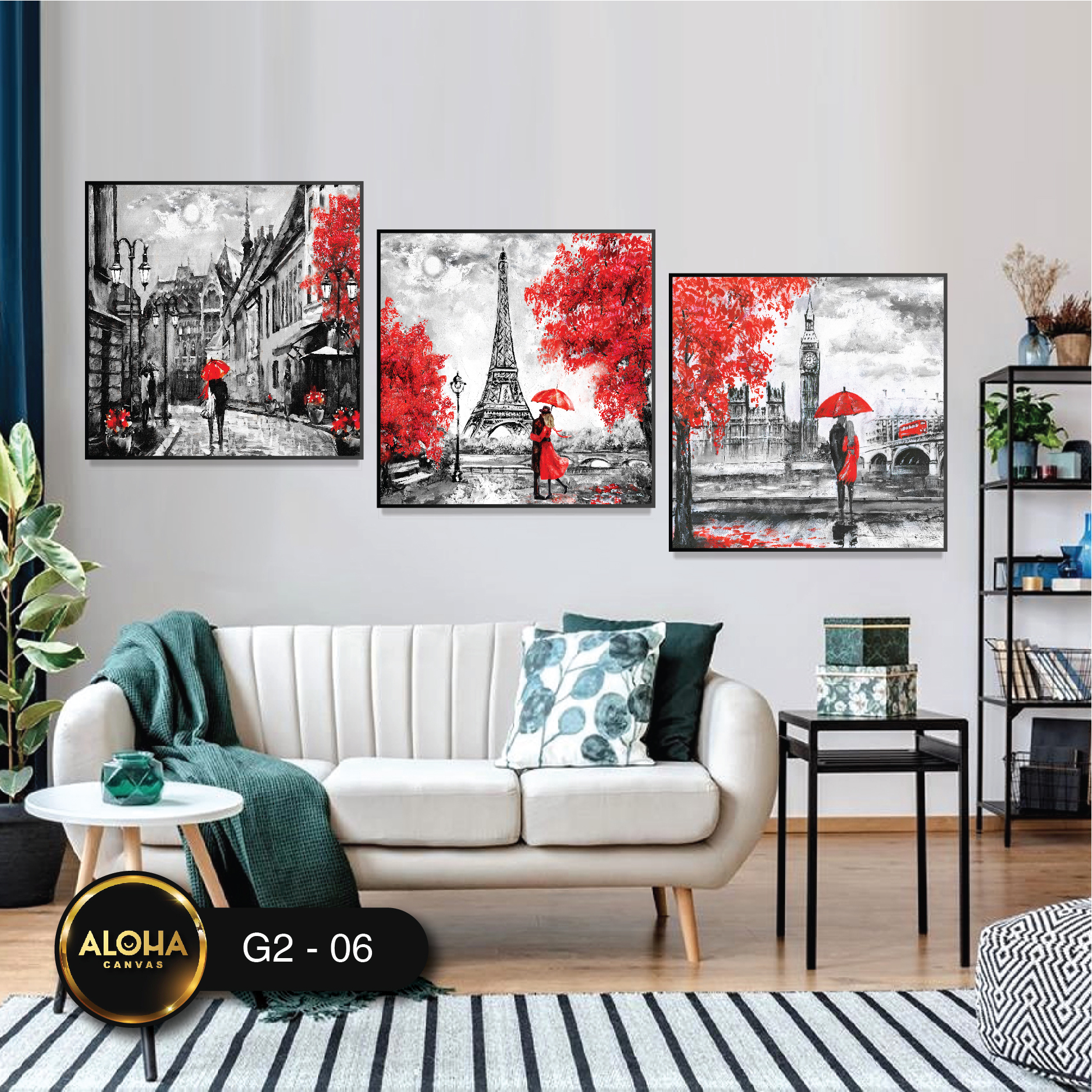 Tranh chân dung bộ 3 trang trí cao cấp