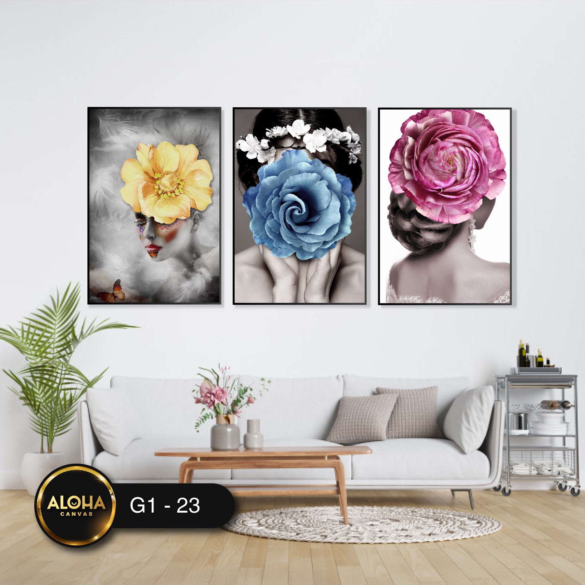 Tranh chân dung bộ 3 trang trí cao cấp