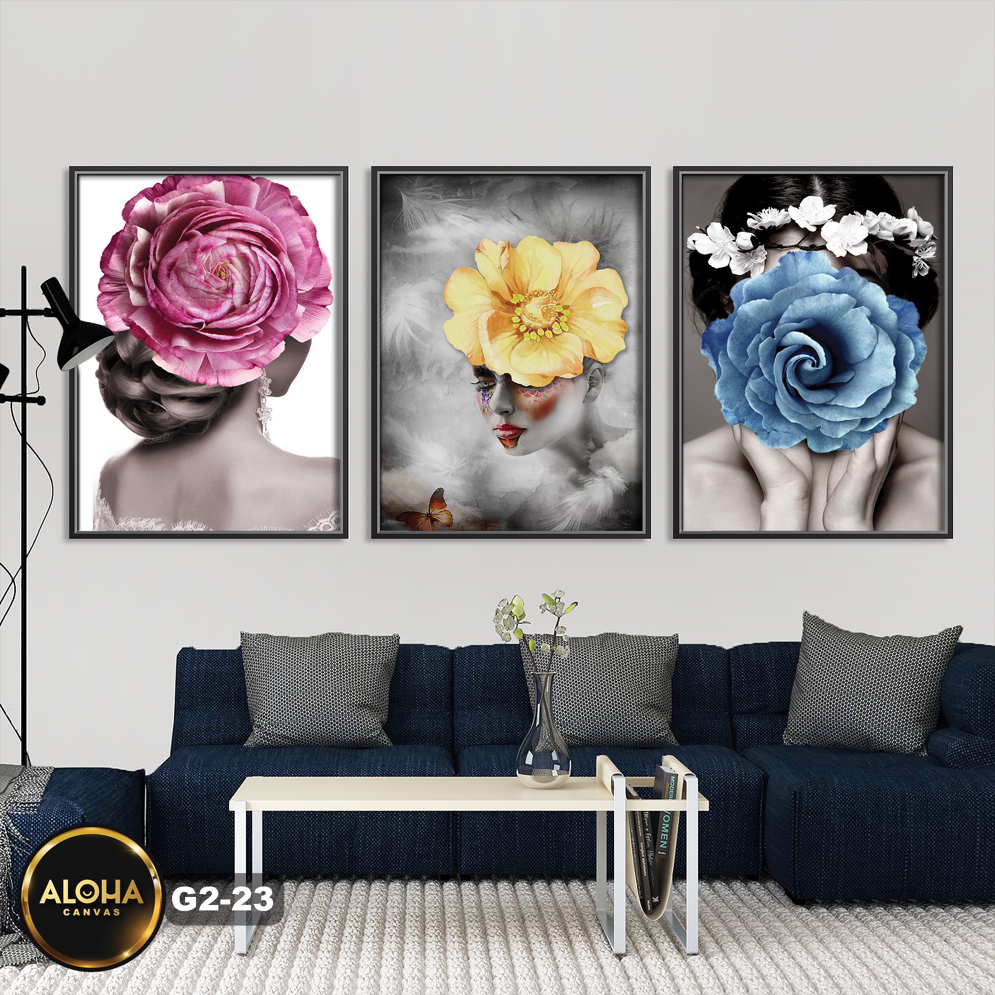 Tranh chân dung bộ 3 trang trí cao cấp