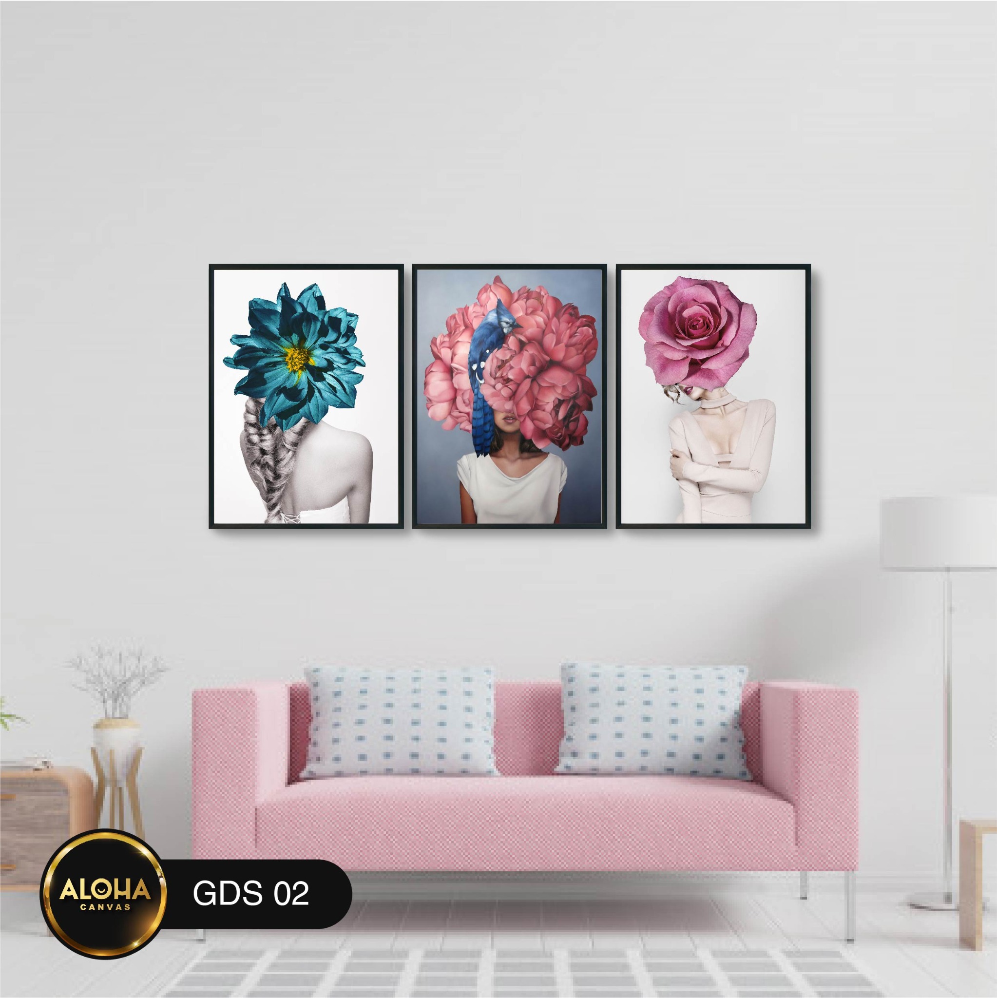 Tranh chân dung bộ 3 trang trí cao cấp