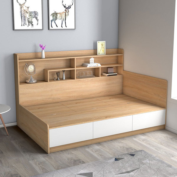 Giường ngủ đa năng kèm ngăn kéo kệ trang trí ở hông hiện đại GN 408