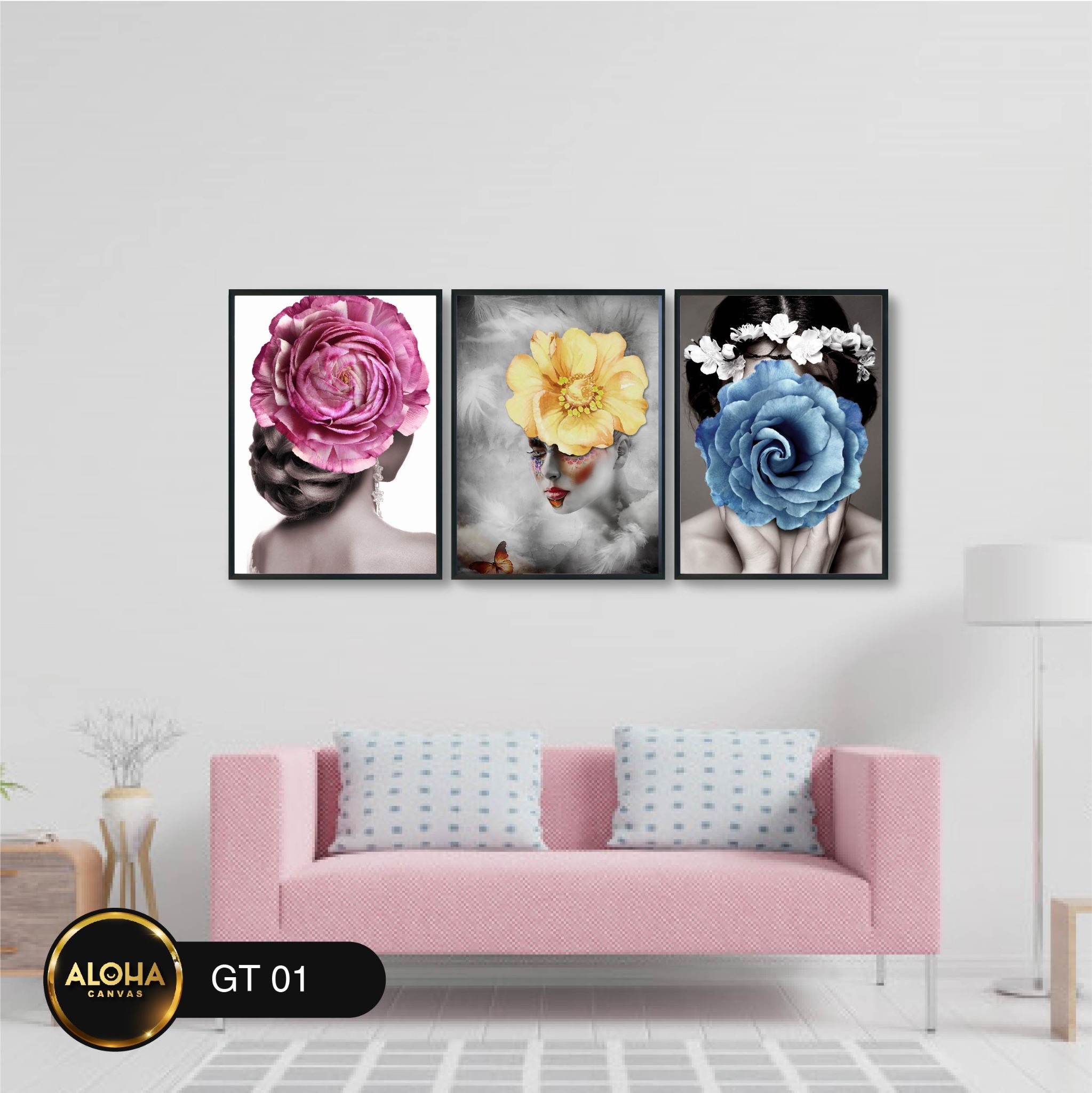 Tranh chân dung bộ 3 trang trí cao cấp