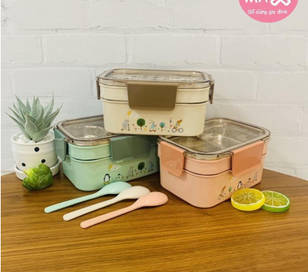 Hộp đựng cơm văn phòng 2 tầng inox 304 cao cấp MS 2410