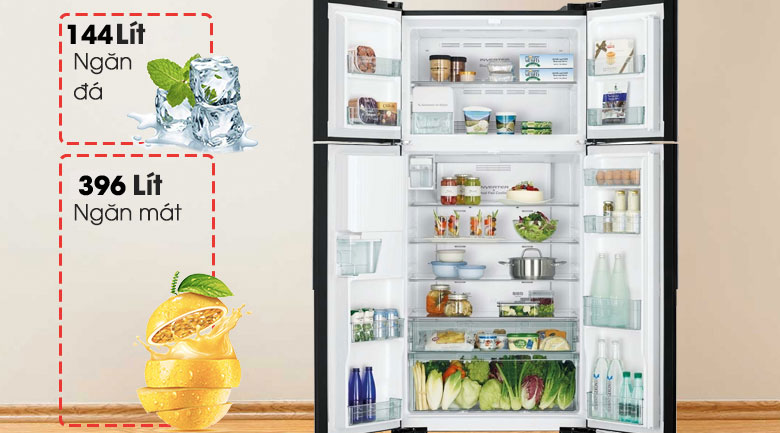 Tủ lạnh Hitachi Inverter 540 lít R-FW690PGV7 GBW làm đá tự động lấy nước ngoài nâu cafe