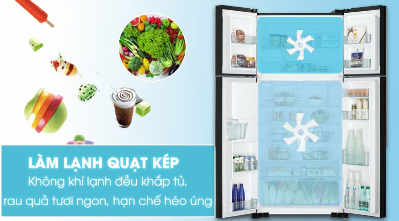 Tủ lạnh Hitachi Inverter 540 lít R-FW690PGV7 GBW làm đá tự động lấy nước ngoài nâu cafe