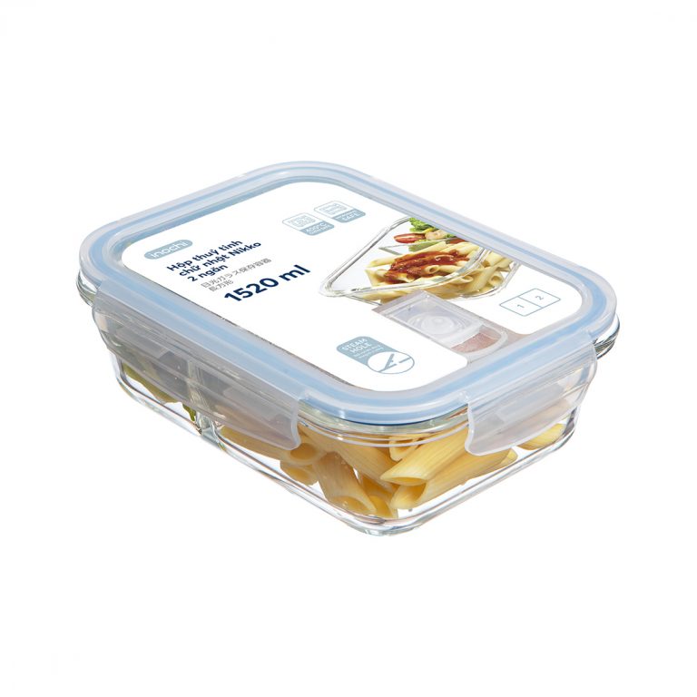 Hộp thủy tinh chữ nhật Nikko Inochi 1520 ml (2 ngăn)