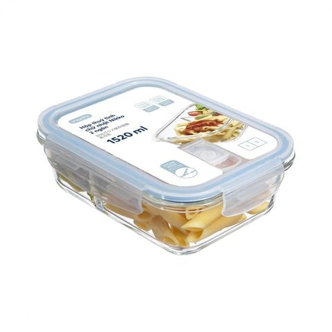 Hộp thủy tinh chữ nhật Nikko Inochi 1520 ml (2 ngăn)