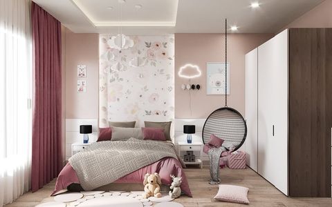 Thiết kế phòng ngủ bé gái với tông màu hồng xinh xắn