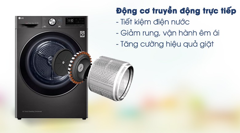 Máy sấy quần áo bơm nhiệt LG DVHP09B 9 Kg