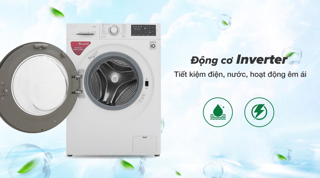 Máy giặt LG FV1410S5W 10KG lồng ngang màu trắng model mới nhất 2021