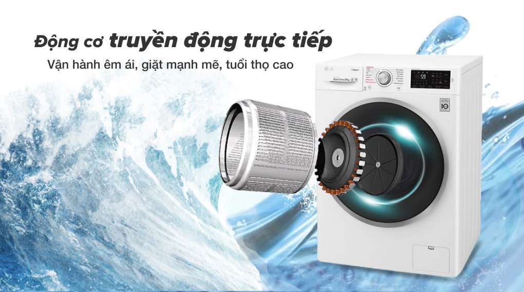 Máy giặt LG FV1410S5W 10KG lồng ngang màu trắng model mới nhất 2021