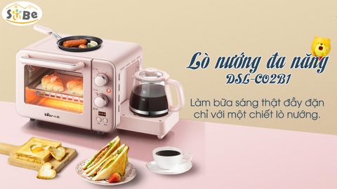 Lò nướng mini tích hợp chảo rán và ấm đun Bear DSL-C02B1