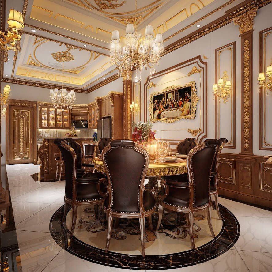 Thiết kế nội thất biệt thự tân cổ điển 150m2 sang trọng và quyến rũ