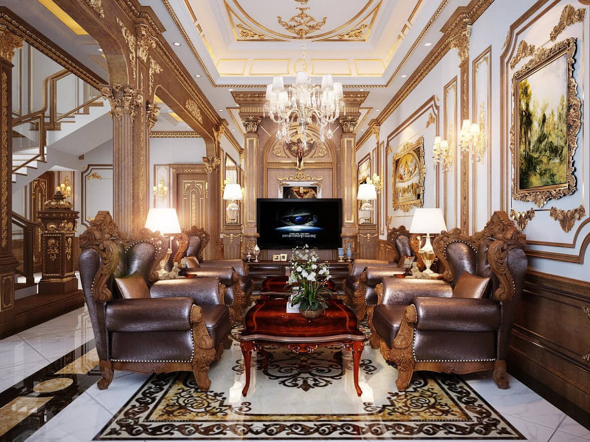 Thiết kế nội thất biệt thự tân cổ điển 150m2 sang trọng và quyến rũ