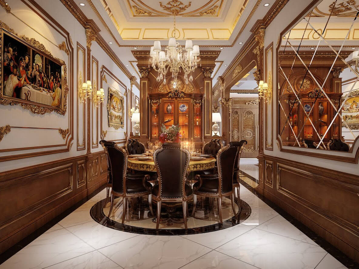 Thiết kế nội thất biệt thự tân cổ điển 150m2 sang trọng và quyến rũ