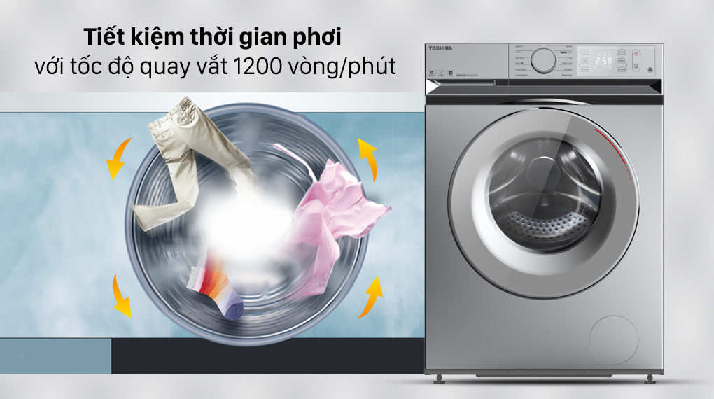 Máy giặt Toshiba 10.5 kg TW-BL115A2V(SS) lồng ngang màu xám