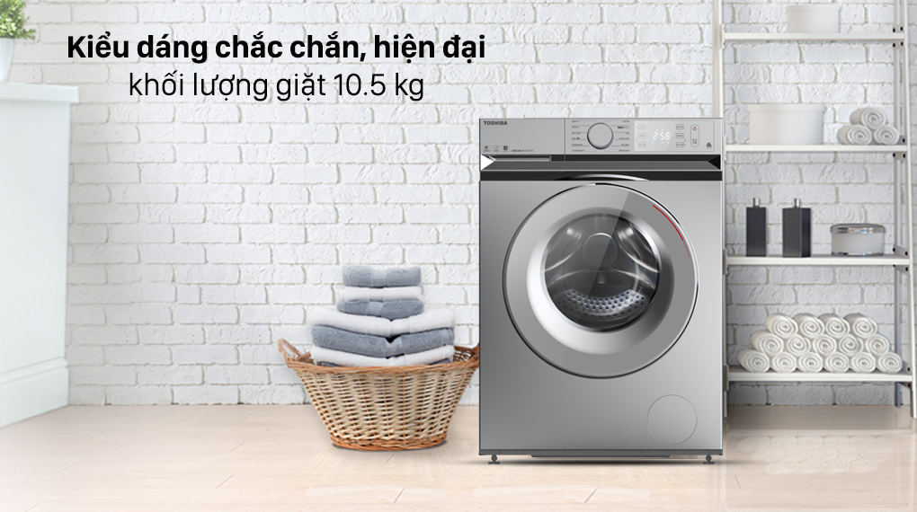 Máy giặt Toshiba 10.5 kg TW-BL115A2V(SS) lồng ngang màu xám