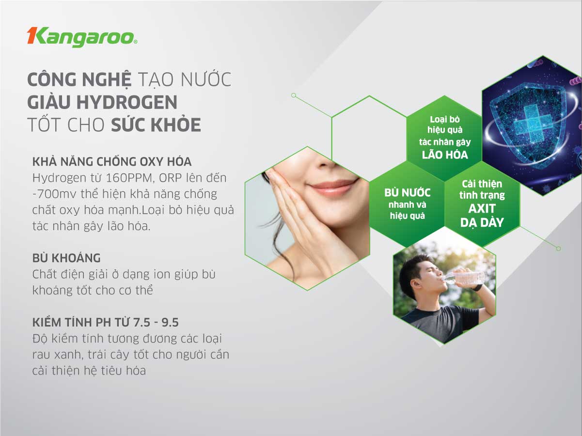 MÁY LỌC NƯỚC KANGAROO HYDROGEN SLIM NÓNG LẠNH KG10A7S (7 LÕI)